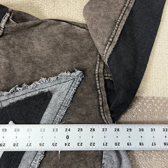 Oli & Hali Star Patchwork Side Slit Terry Pullover Top Brown MT2261 Small NWT - Picture 5 of 6